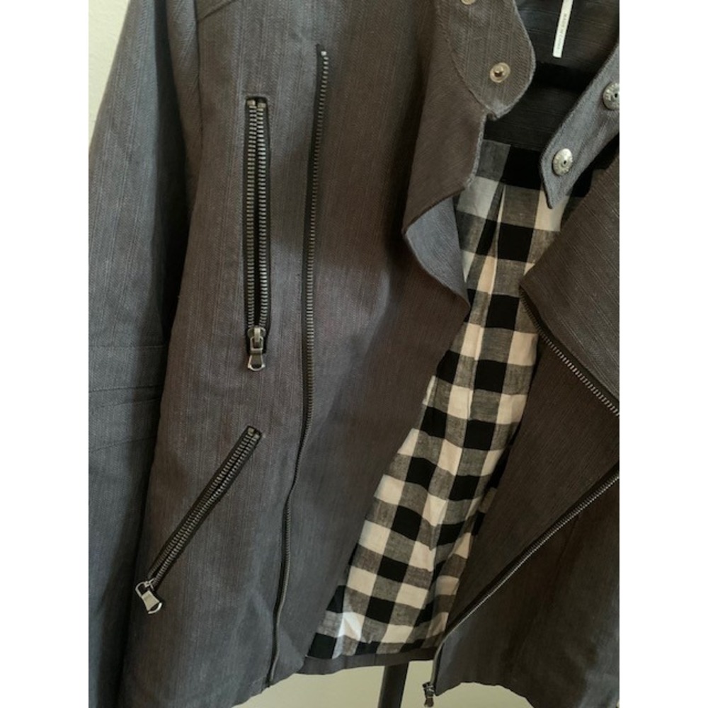 KILL CITY Conspirators Asymmetrical Zip Moto Jacket Gray Herringbone Lined S - Picture 5 of 7